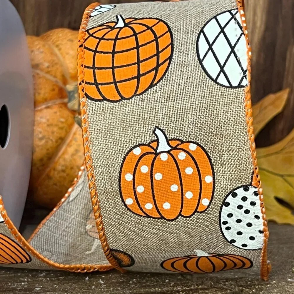 Pumpkin Patch Faux Linen Ribbon 2.5